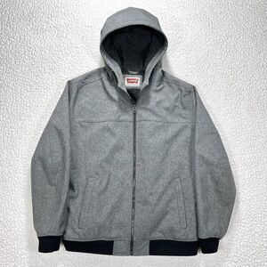 Levi’s Hooded Sherpa Jacket Men’s XXL Gray Full Zip Fleece Lined Casual‎